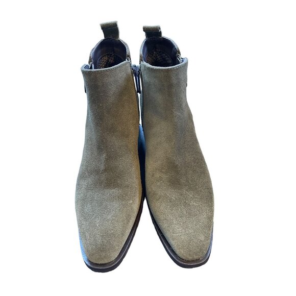 NEW Aquatalia 6.5 Fantina Dual Zip Boots Ankle Booties Olive Green Suede - Picture 2 of 8